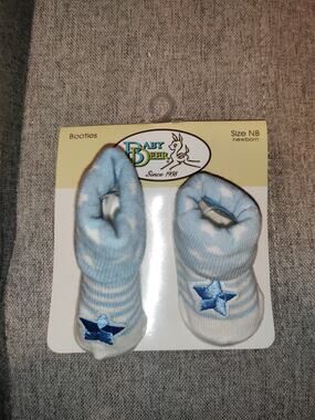 Baby Deer Blue Star Baby Booties Size Newborn